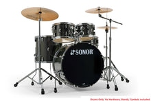Load image into Gallery viewer, Sonor AQX Stage Black Midnight Sparkle 5pc Kit 22x16,10x7,12x8,16x15,14x5.5 Drums Cymbals &amp; Hardware
