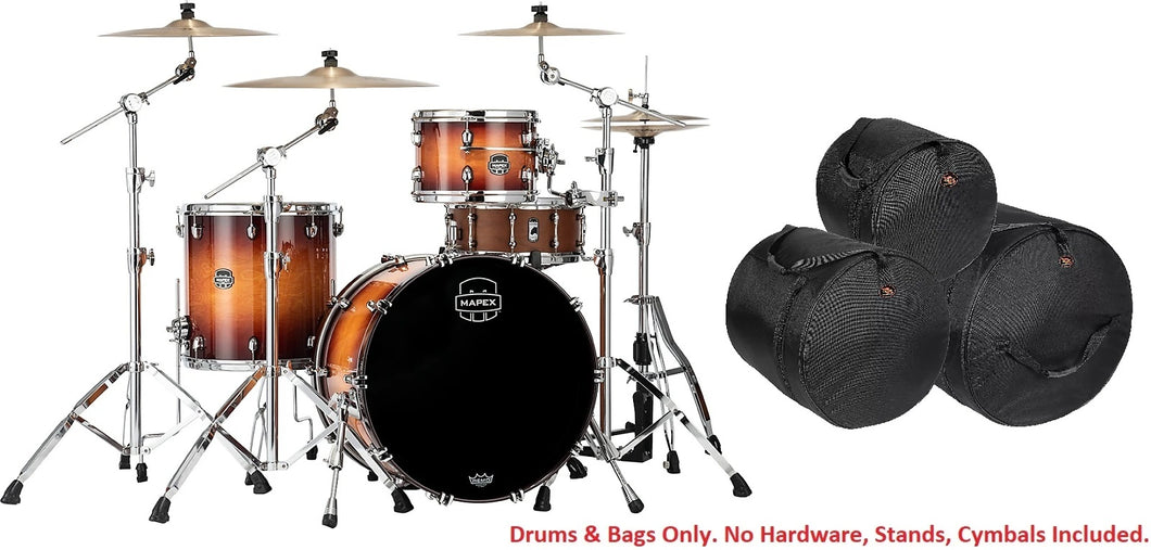 Mapex Saturn Evolution Hybrid Exotic Sunburst Lacquer Organic Rock Drums & BAGS 22x16,12x8,16x16 Auth Dealer