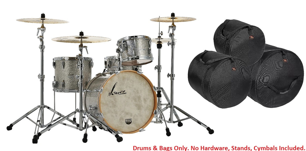 Sonor Vintage Series Vintage Silver Glitter 22x14, 13x8, 16x14 No Mount Drums +Free Bags Shell Pack NEW Authorized Dealer