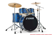 Load image into Gallery viewer, Sonor AQX Stage Blue Ocean Sparkle 5pc Kit 22x16,10x7,12x8,16x15,14x5.5 Drums Set Cymbals &amp; Hardware
