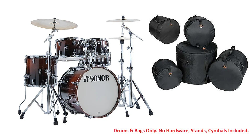 Sonor AQ2 5pc Brown Fade Lacquer STUDIO Kit 20x16_14x13_12x8_14x6_10x7 Drums +Bags Authorized Dealer