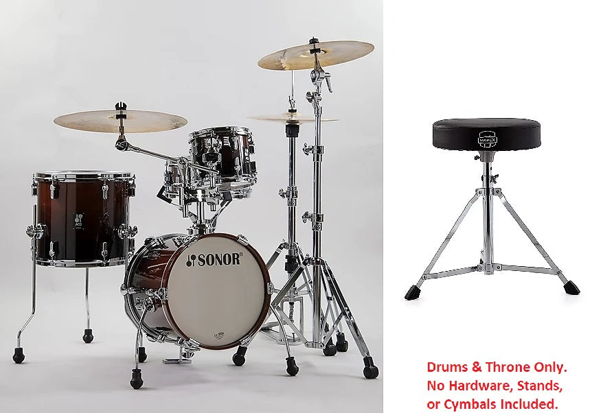 Sonor AQ2 Brown Fade Lacquer MARTINI Kit 14x13_13x12_8x7_12x5 4pc Drum Set +Throne Authorized Dealer