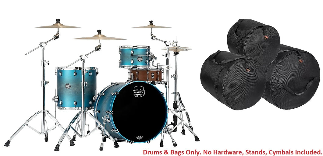 Mapex Saturn Evolution Hybrid Exotic Azure Burst Lacquer Organic Rock Drums & BAGS 22x16,12x8,16x16