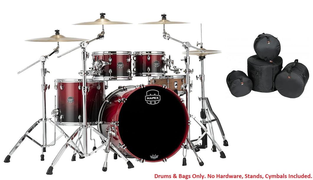 Mapex Saturn Scarlet Fade Rock Fast Drum Set 22x18/10x7/12x8/16x14 4pc Shells & Bags! | Auth Dealer