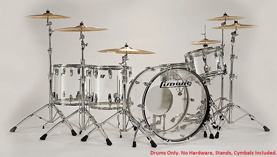 Ludwig Vistalite Clear ZEP SET 14x26/16x18/16x16/10x14/6.5x14 Drums Kit Shell Pack Authorized Dealer