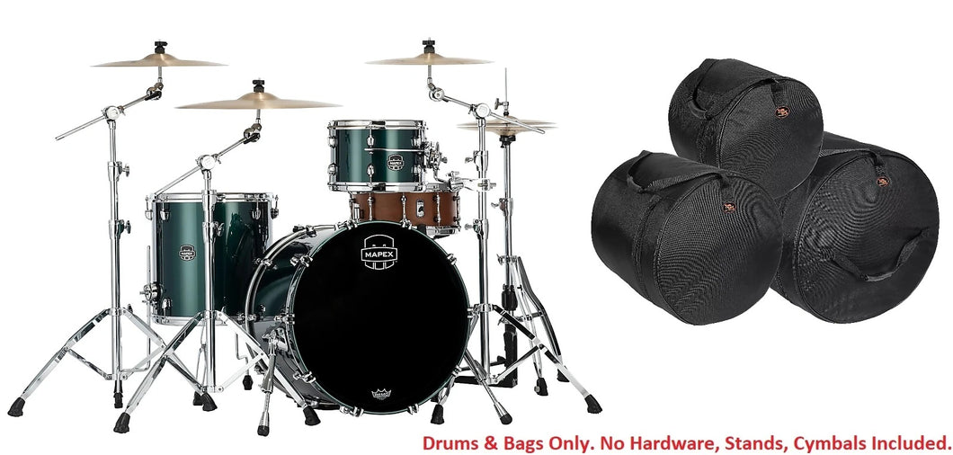 Mapex Saturn Evolution Hybrid Brunswick Green Lacquer Organic Rock Drums BAGS 22x16,12x8,16x16 Auth Dealer