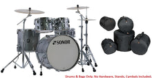 Load image into Gallery viewer, Sonor AQ2 Titanium Quartz Lacquer STAGE Kit 22x17_16x15_12x8_10x7_14x6 Drums +Bags Authorized Dealer
