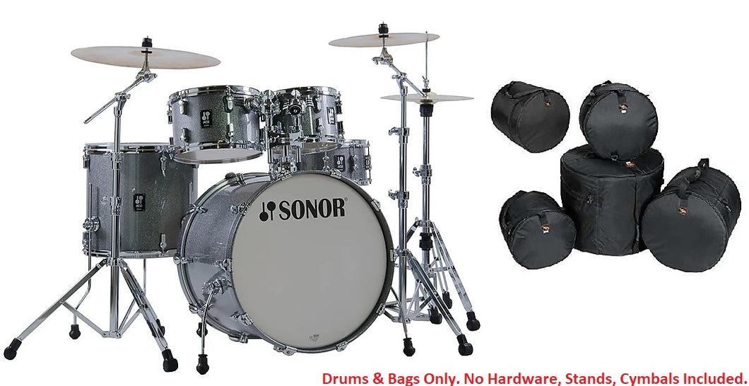 Sonor AQ2 Titanium Quartz Lacquer STAGE Kit 22x17_16x15_12x8_10x7_14x6 Drums +Bags Authorized Dealer
