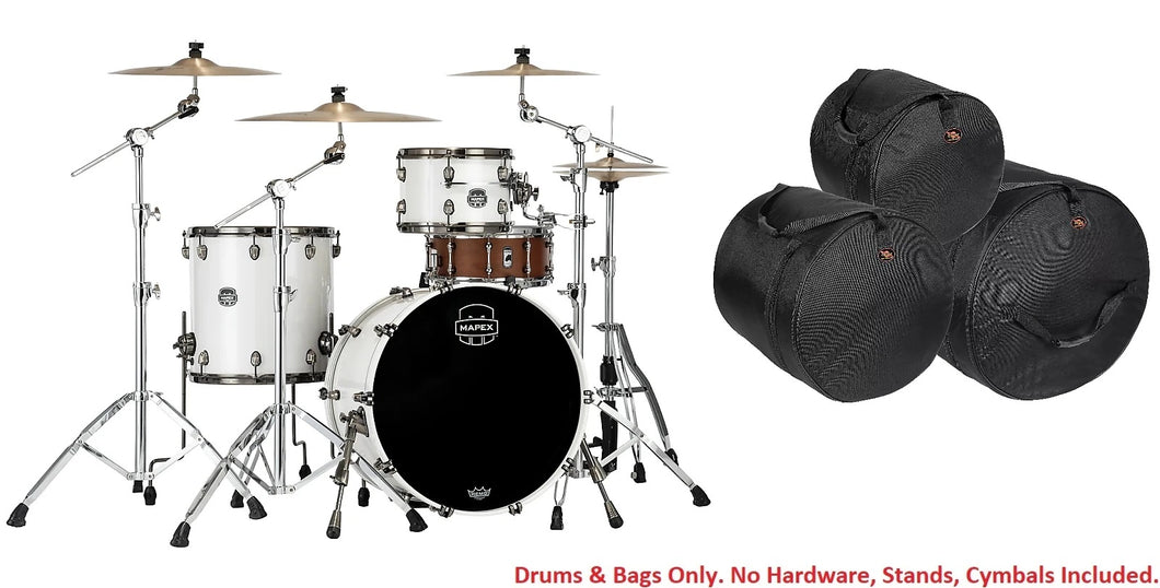 Mapex Saturn Evolution Hybrid Polar White Lacquer Organic Rock Drum Shells & BAGS 22x16,12x8,16x16 Authorized Dealer