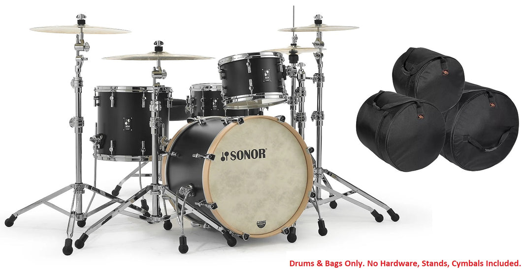 Sonor SQ1 Series GT Black 24x14/13x9/16x15 Drum Kit Shell Pack w/Natural Hoops +FREE Gig Bags NEW Authorized Dealer