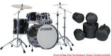Load image into Gallery viewer, Sonor AQ2 Trans Black Lacquer STAGE 22x17_16x15_12x8_10x7_14x6 Drum Shells +Bags| Authorized Dealer
