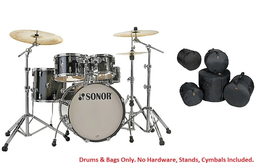 Sonor AQ2  STUDIO Transparent Black Lacquer 20x16_14x13_12x8_14x6_10x7 Drums Shell Pack +Bags Dealer