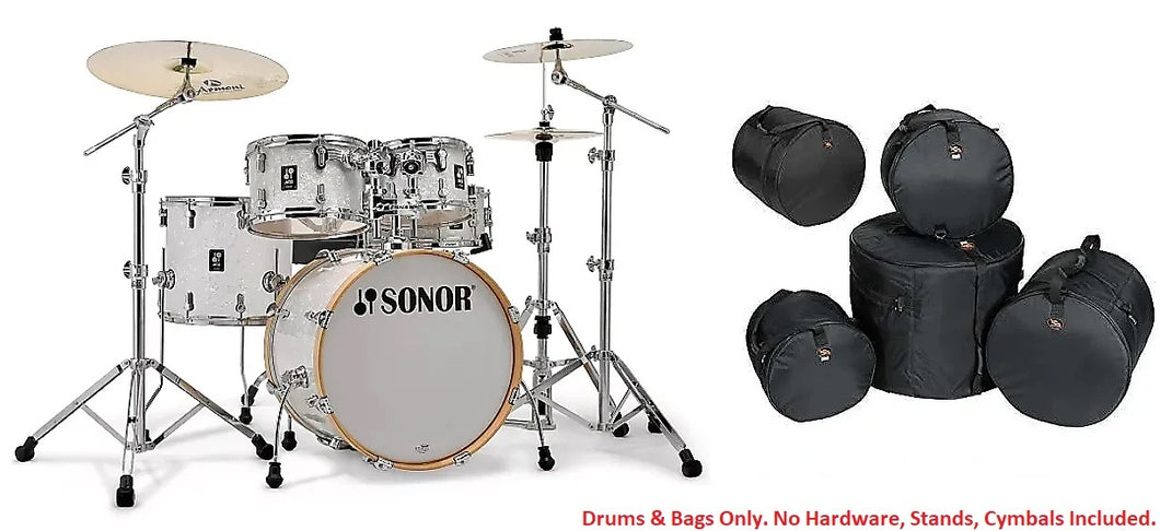 Sonor AQ2 Studio White Marine Pearl 20x16_14x13_12x8_14x6_10x7 Drum Shells +Bags | Authorized Dealer