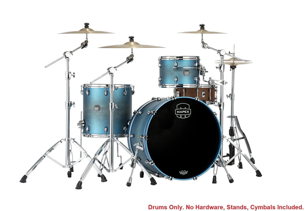 Mapex Saturn Evolution Hybrid Exotic Azure Burst Lacquer Powerhouse Rock Drums 24x14,13x9,16x16 Shell Pack Authorized Dealer
