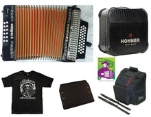 Load image into Gallery viewer, Hohner Corona II Classic GCF/Sol Black Negro Accordion Acordeon +Case,Bag, Strap, Shirt,Pad,DVD
