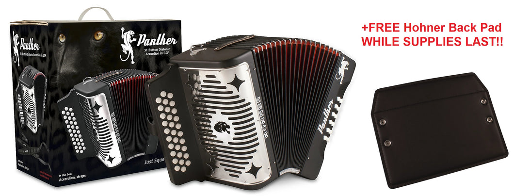 Hohner Panther GCF SOL Button Diatonic Accordion Acordeon +Straps_DVD_T-Shirt_WorldShip! +BackPad Authorized Dealer