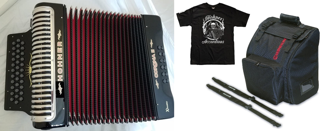 Hohner Xtreme EAD/MI Black Accordion Made in Germany +GigBag, Straps & Shirt NEW Authorized Dealer