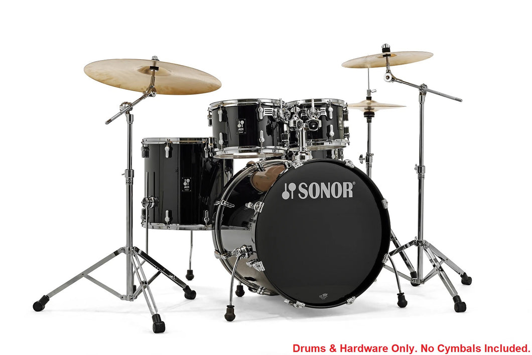 Sonor AQ1 Piano Black Stage 5pc Kit 22x17.5/10x7/12x8/16x15/14x6 Birch Drum Shells +Hardware Dealer