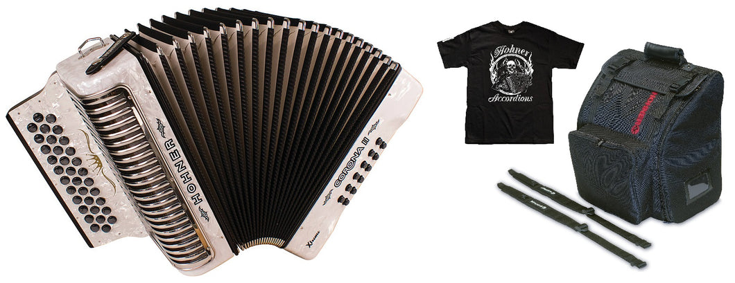Hohner Xtreme Corona II White FBE Fa Accordion Blanca Acordeon +GigBag/Straps/Shirt Authorized Dealer