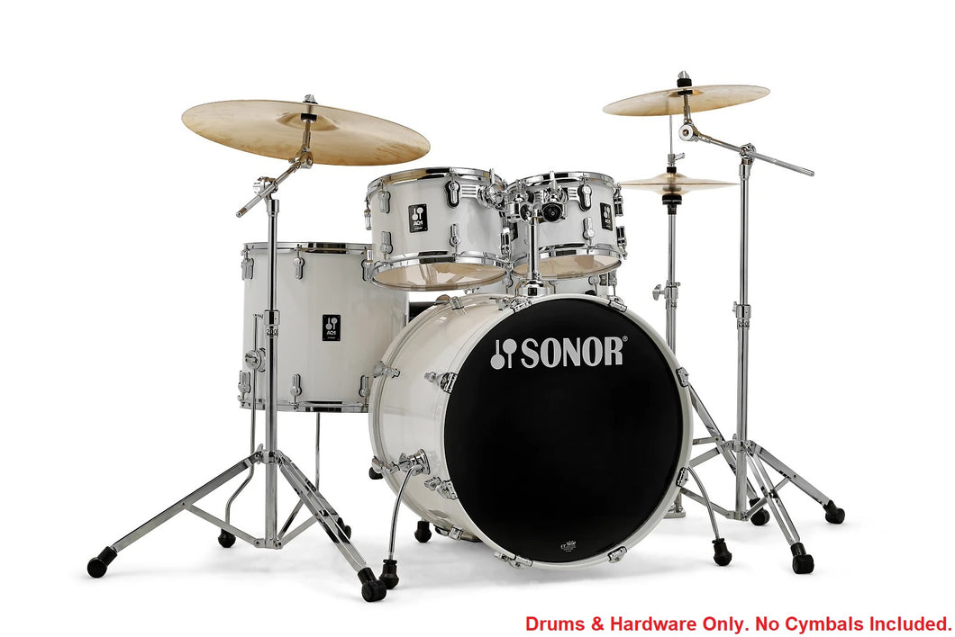 Sonor AQ1 Piano White Stage 5pc Kit 22x17.5/10x7/12x8/16x15/14x6 Birch Drum Shells +Hardware Dealer