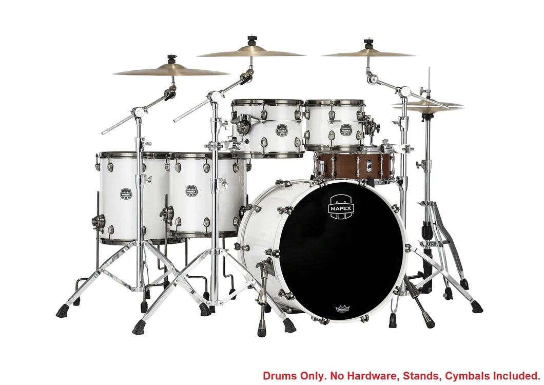 Mapex Saturn Evolution Workhorse Birch Polar White Lacquer Drum 5pc Kit 22x18,10x8,12x9,14x14,16x16 Authorized Dealer