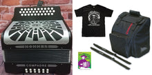 Load image into Gallery viewer, Hohner Compadre GCF Black Accordion SOL Negro Acordeon +Bag_Straps_DVD_Shirt Silver Grill | Authorized Dealer
