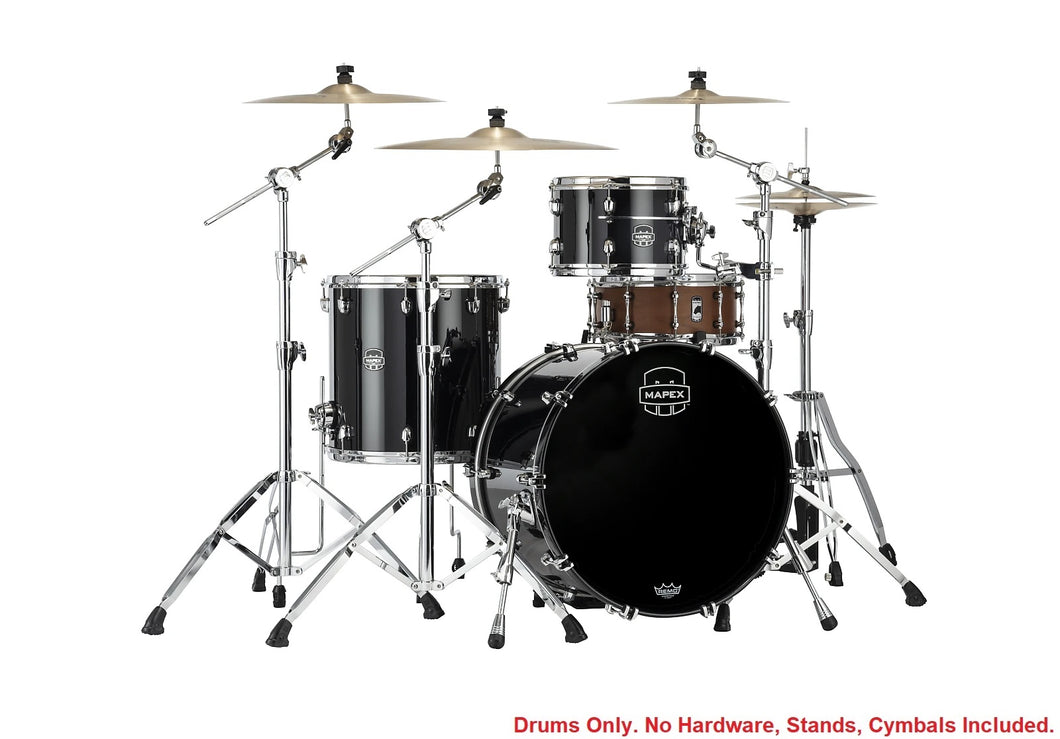 Mapex Saturn Evolution Hybrid Piano Black Lacquer Organic Rock 3pc Drums | 22x16,12x8,16x16 | Shell Pack Authorized Dealer