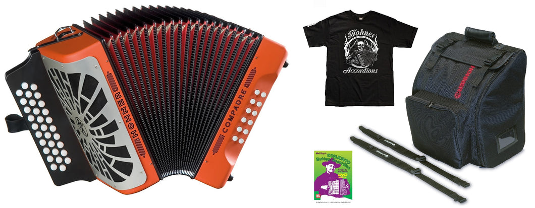 Hohner Compadre GCF SOL Orange Accordion Naranja Acordeon +Bag_Straps_DVD_Shirt NEW Authorized Dealer