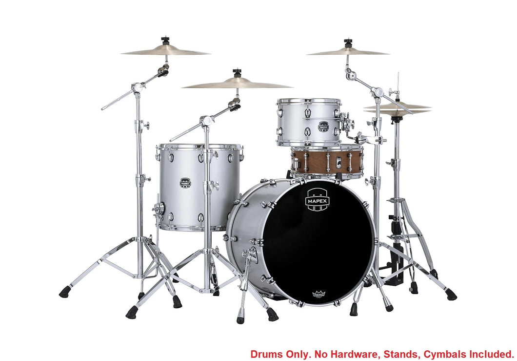 Mapex Saturn Evolution Hybrid Iridium Silver Lacquer Organic Rock 3pc Drums 22x16,12x8,16x16 Shell Pack Authorized Dealer