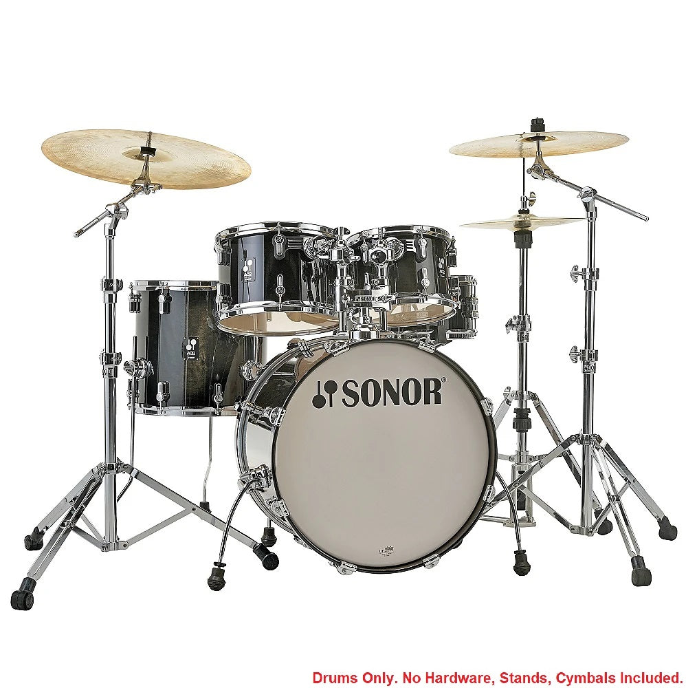 Sonor AQ2 STUDIO Transparent Black Lacquer 20x16_14x13_12x8_14x6_10x7 Drums Shell Pack Authorized Dealer