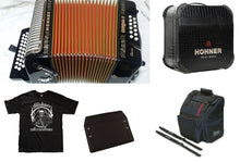 Load image into Gallery viewer, Hohner Corona II Classic EAD Black Negro Accordion Acordeon +Case,GigBag,Straps,BackPad,Shirt Dealer
