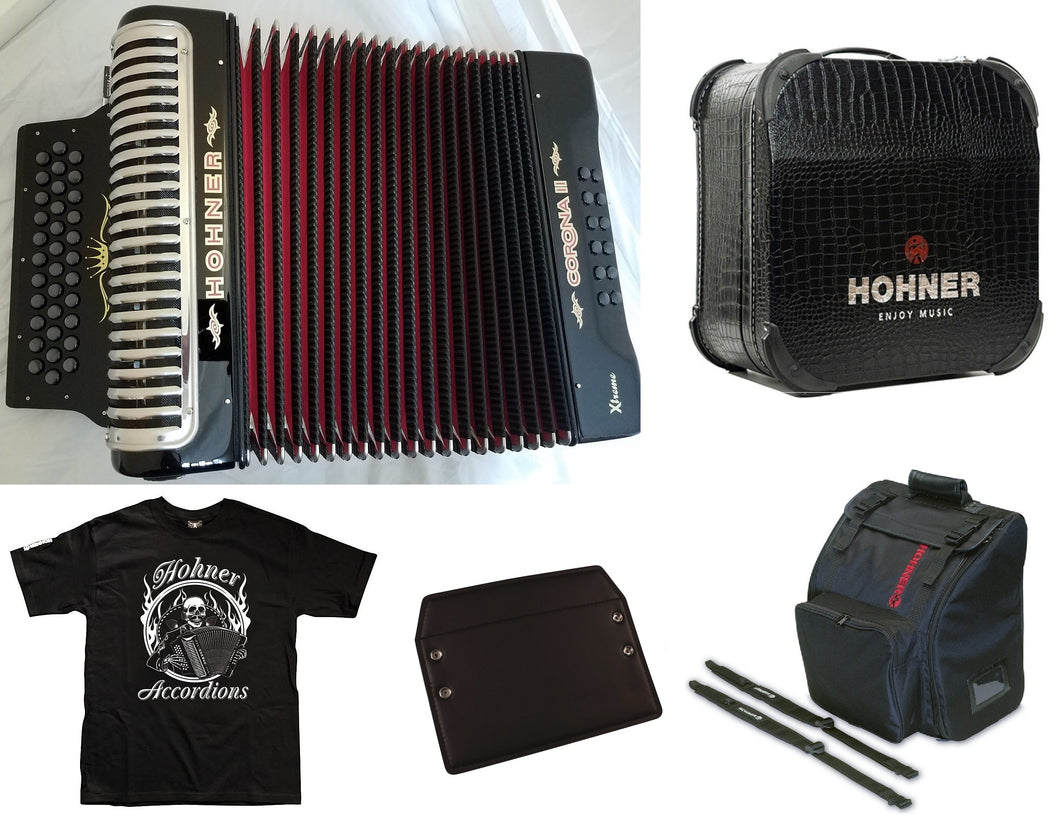 Hohner Xtreme EAD/MI Black Accordion Made in Germany NEW Authorized Dealer +HardCase, Bag &  Straps