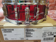 Load image into Gallery viewer, Ludwig Vistalite Red 5x14&quot; Bowtie Lug Molded Acrylic Snare Drum | In Stock Now | Authorized Dealer
