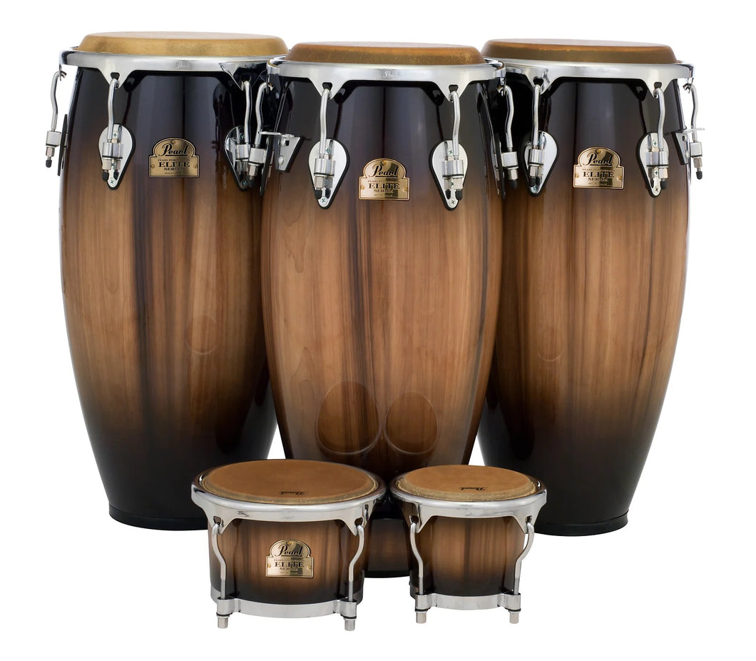 Pearl Elite Series Thai Oak Mocha Burst 4pc Quinto Conga Tumba Bongos Set 11