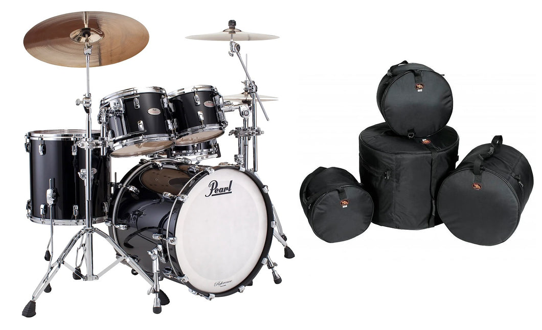 Pearl Reference Piano Black Lacquer #103 Drum Set 22x18 10x8 12x9 16x16 Kit +Bags Authorized Dealer