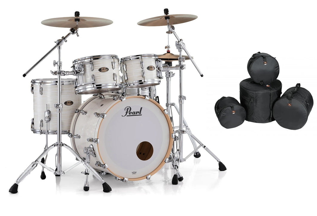 Pearl Masters Maple Gum Silver White Swirl Drums 22x16_10x7_12x8_16x16 +Free Bags Authorized Dealer