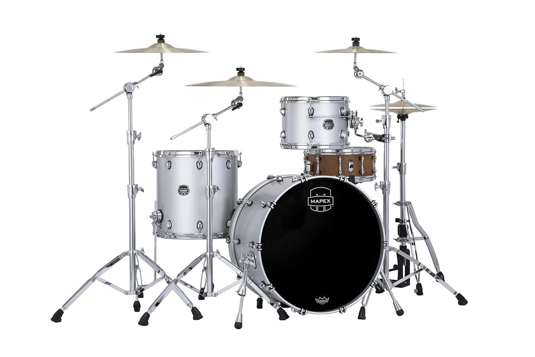 Mapex Saturn Evolution Hybrid Iridium Silver Lacquer Powerhouse Rock Drum Kit 24x14,13x9,16x16 Shell Pack Authorized Dealer