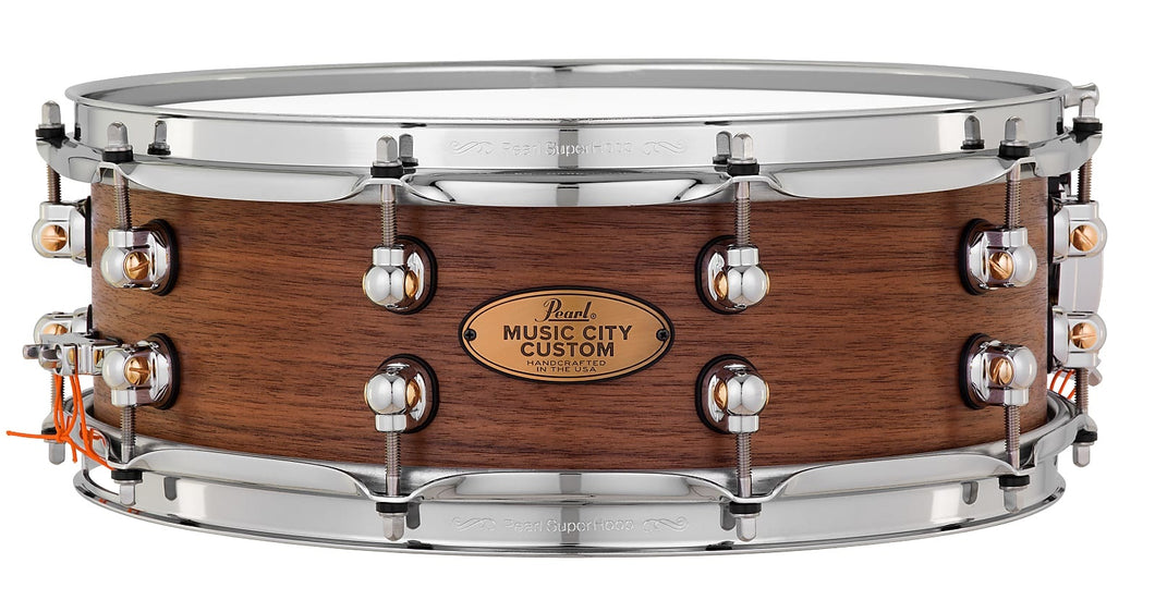 Pearl Music City Custom 14x5 Walnut Solid Shell Snare Hand Rubbed Nashville Natural Finish, No Inlay