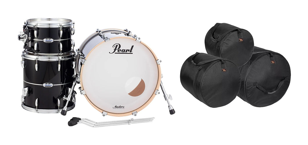 Pearl Masters Complete 22x16_12x8_16x16 Quicksilver Black Shell Pack +GigBags NEW Authorized Dealer