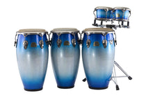 Load image into Gallery viewer, Pearl Elite Series Fiberglass Blue Sparkle Burst 4pc Congas Bongos Drum Set 11&quot;, 11.75&quot;, 12.5&quot;,7/8.5
