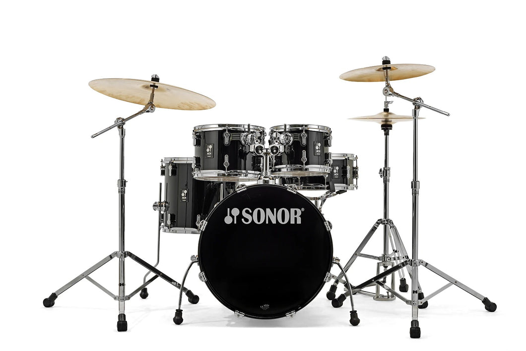 Sonor *Pre-Order* AQ1 Piano Black Studio 5pc Kit 20x16/10x7/12x8/14x13/14x6 Birch Drum Shells +Hardware Special Order | Dealer