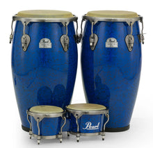 Load image into Gallery viewer, Pearl Primero Pro 5pc Fiberglass Drums Quinto Congas Tumba Bongos Blue Marble 10,11,11.75,12.5,7/8.5
