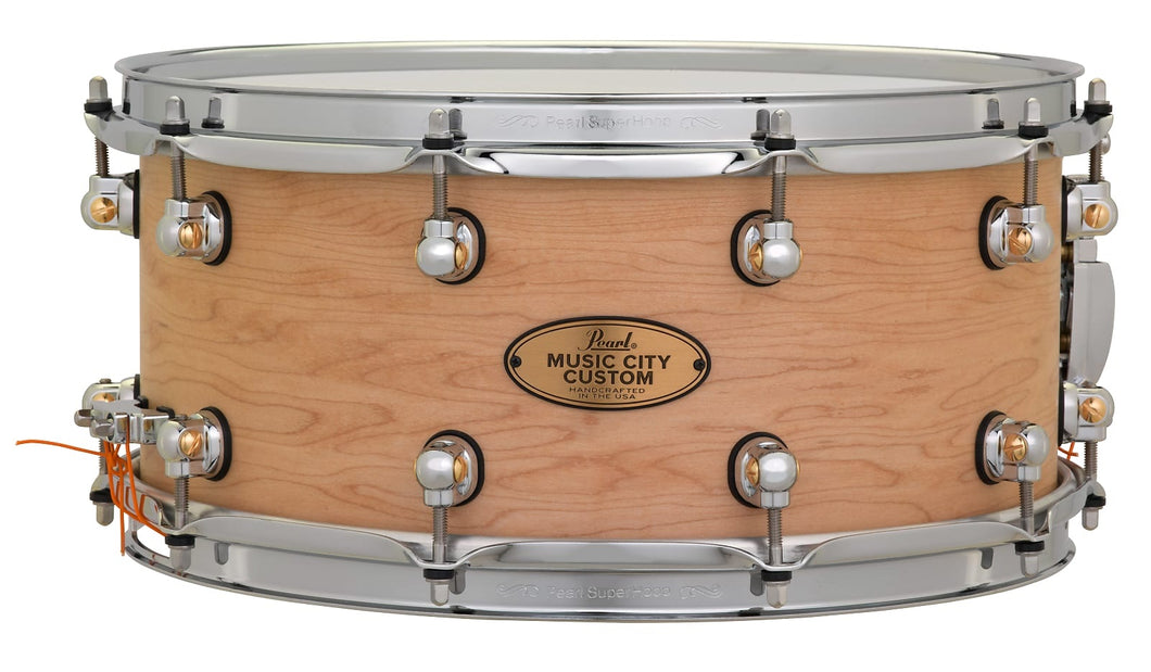 Pearl Music City Custom 14x6.5 Maple Solid Shell Snare Nashville Natural Hand-Rubbed Finish | Dealer