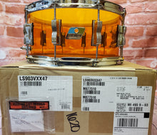 Load image into Gallery viewer, Ludwig Vistalite Amber 6.5x14&quot; Zep Snare Drum with Bowtie Lugs In Stock Now | Made in USA | NEW Authorized Dealer
