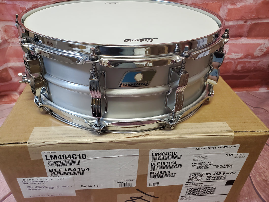 Ludwig LM404C Acrolite 5x14 Aluminum Brushed Classic Snare Drum | NEW Authorized Dealer