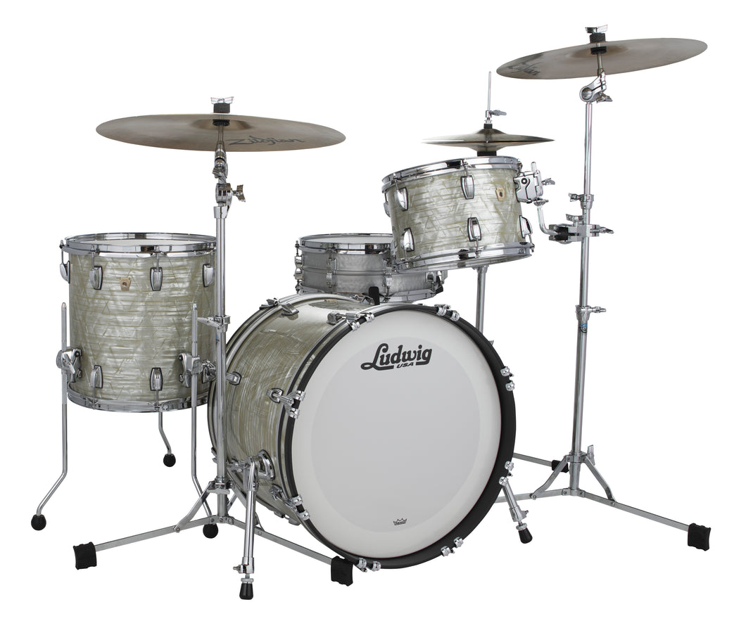 Ludwig Classic Maple Olive Oyster Jazzette Kit 14x18_8x12_14x14 3pc Drums Shell Pack USA Made Authorized Dealer