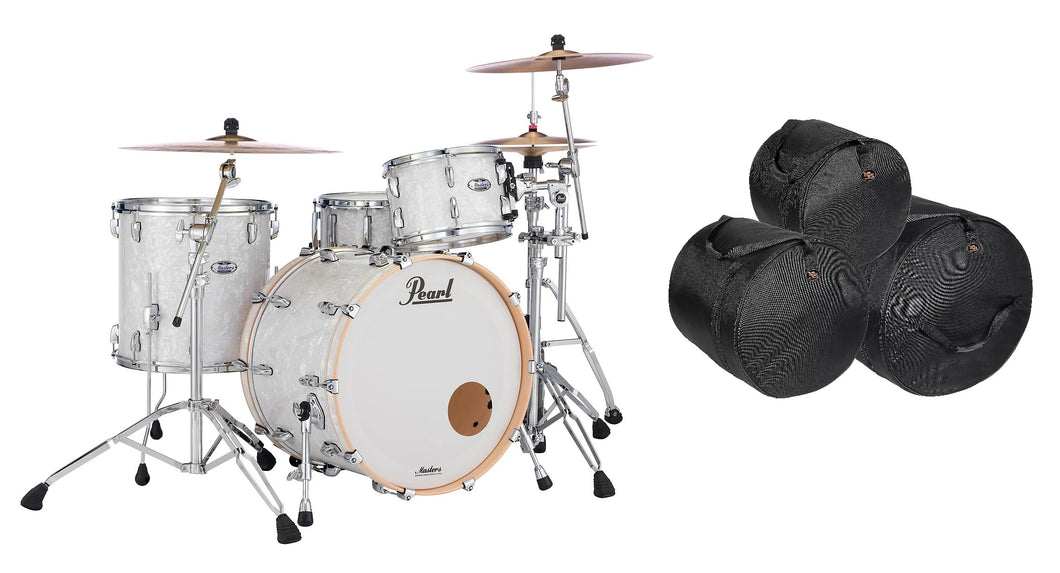 Pearl Masters Complete White Marine Pearl Drums  22x16_12x8_16x16 Shell Pack +Bags Authorized Dealer