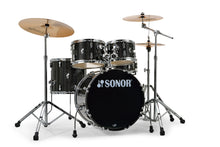 Load image into Gallery viewer, Sonor AQX Studio Black Midnight Sparkle 5pc Kit 20x16,10x7,12x8,14x13,14x5.5 Drums Cymbals Hardware
