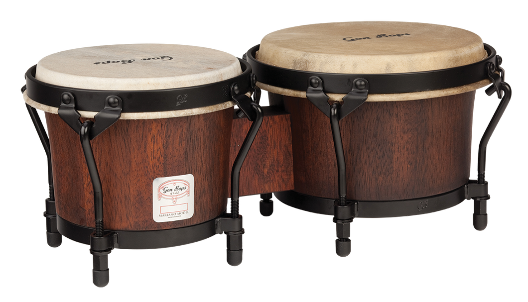 Gon Bops Mariano Series Bongos Natural Lacquer/Durian Wood/Natural Hide Heads | Authorized Dealer