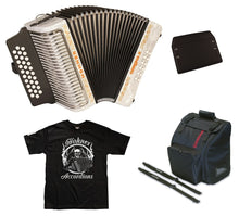 Load image into Gallery viewer, Hohner Corona II FBbEb/FBE/FA White Accordion Acordeon +Bag,Straps,Shirt,Backpad Authorized Dealer
